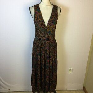 Vintage R.J. Stevens Jumper Dress Size 10P Womens Petite Brow Paisley Sleeveless